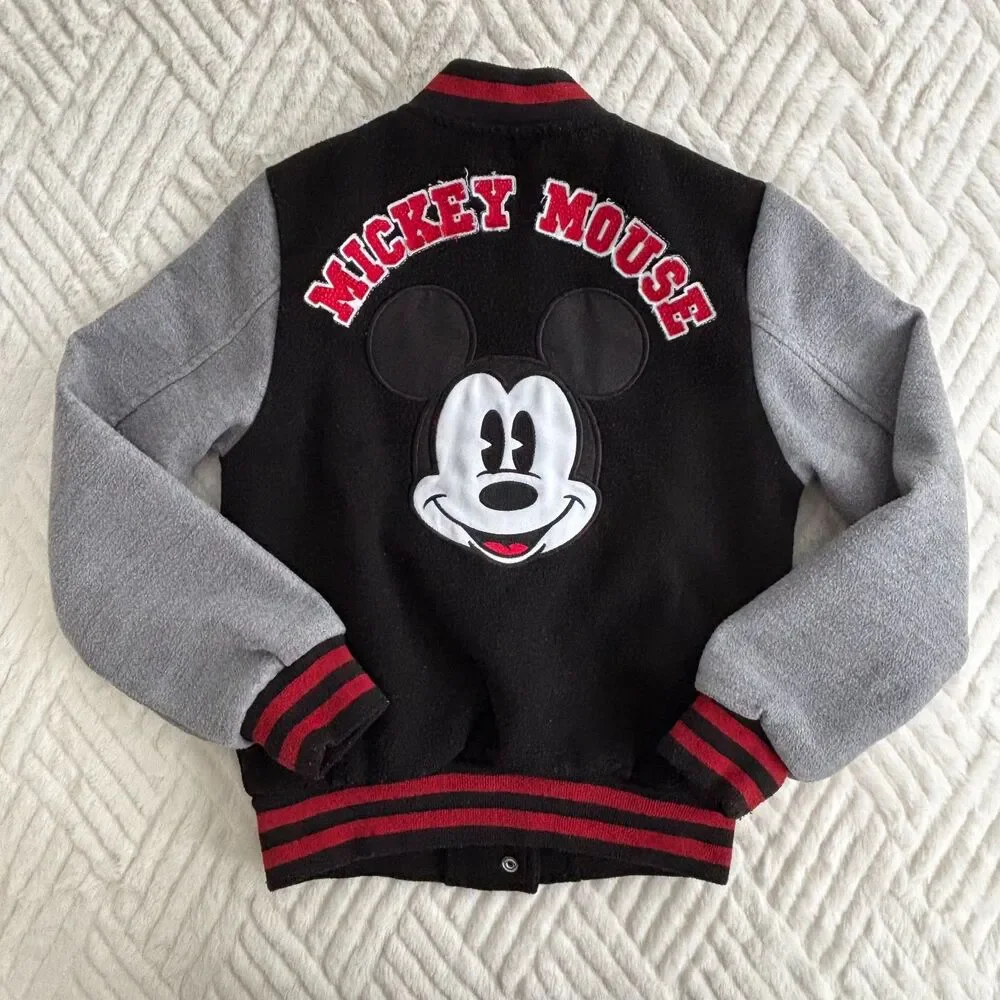 Disney Mickey Mouse Varsity Jacket Toddler Size 3 Black Red Letterman 3T